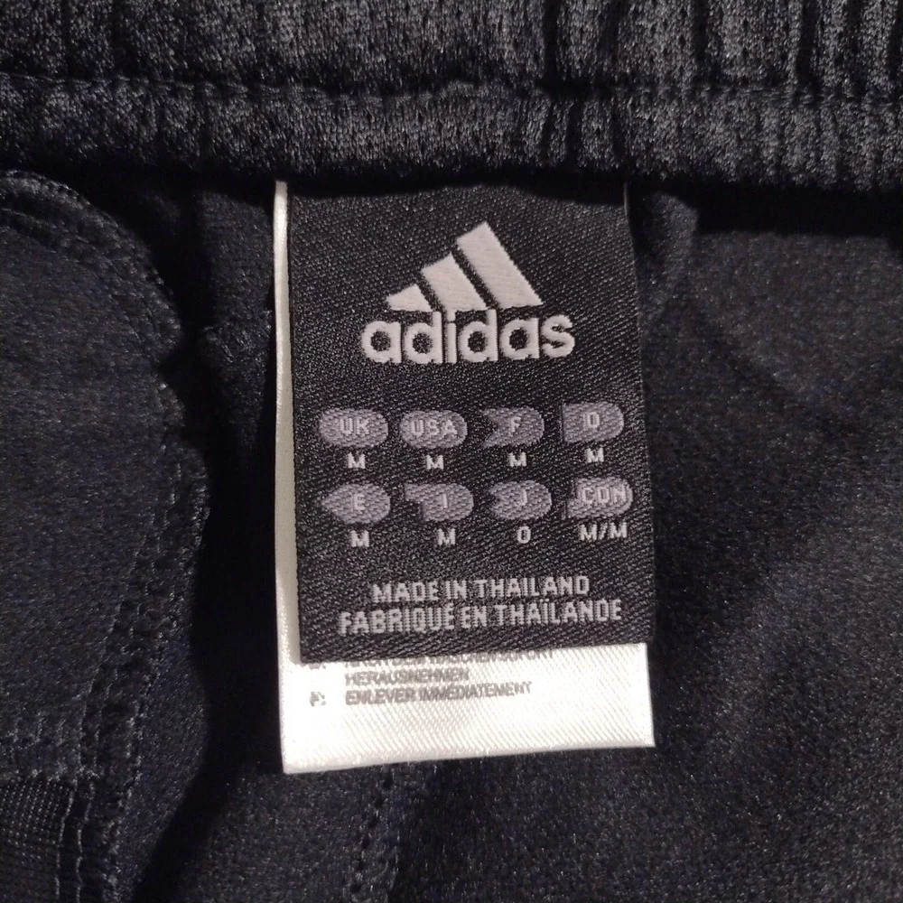 Adidas Mens Medium Black White 3-Stripe Track Pants Joggers‎ RN 88387